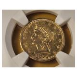 GOLD! 1853 Liberty Head $2.5 Gold in AU Details