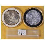 Two Brilliant AU Morgan Silver Dollars