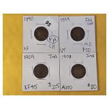 Four Lightly Circulated Indian Head Cents