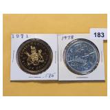 Two Gem Proof Canada Silver Dollars
