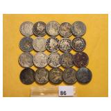 Twenty Assorted Nickels