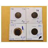 Four Indian Head Cents