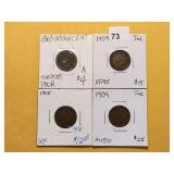 Four Indian Head Cents