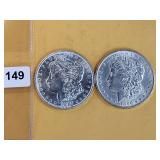 Two AU Morgan Silver Dollars