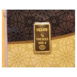 GOLD! IGR One Gram .999 Fine Gold Bar