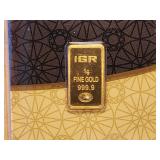 GOLD! IGR One Gram .999 Fine Gold Bar