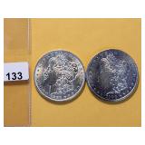 Two AU Morgan Silver Dollars