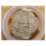 PCGS 1752-P Bolivia Silver Eight Reales in AU50