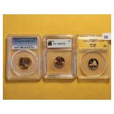 Three Graded Lincoln Cents