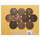Ten Braided Hair Large Cents