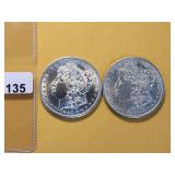Two AU Morgan Silver Dollars