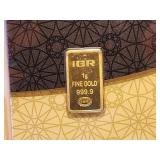 GOLD! IGR One Gram .999 Fine Gold Bar