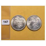 Two BU Morgan Silver Dollars