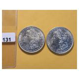 Two AU Morgan Silver Dollars