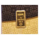 GOLD! IGR One Gram .999 Fine Gold Bar