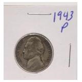 1943 P Jefferson Silver War Nickel