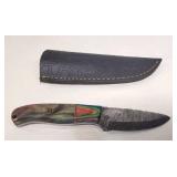 Hand Forged Damascus Steel Knife w/Sheath