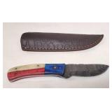 Hand Forged Damascus Steel Knife w/Sheath