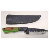 Hand Forged Damascus Steel Knife w/Sheath