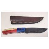Hand Forged Damascus Steel Knife w/Sheath