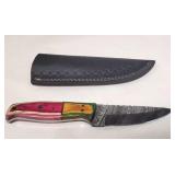 Hand Forged Damascus Steel Knife w/Sheath