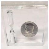 1973 John F. Kennedy Coin Hourglass Acrylic Box