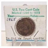 1865 US 2 Cent Piece