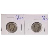 2 - No Date Mercury Silver Dimes