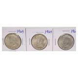 3 - 1964 Kennedy Silver Half Dollars