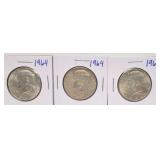 3 - 1964 Kennedy Silver Half Dollars