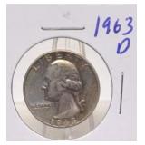 1963 D Washington Silver Quarter