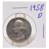 1958 D Washington Silver Quarter