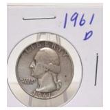 1961 D Washington Silver Quarter