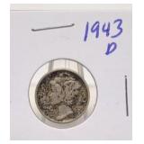 1943 D Mercury Silver Dime