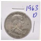 1963 D Ben Franklin Silver Half Dollar