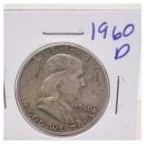 1960 D Ben Franklin Silver Half Dollar