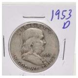 1953 D Ben Franklin Silver Half Dollar