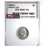 1940-S Nickel MS67 FS PL LISTS $775 IN 67 FS
