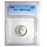 1964 Dime ICG PR69 DCAM LISTS $125