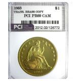 1863 Dollar PCI PR69CAM Transitional Brass Copy