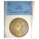 1968 T1 25 Pesos NNC MS65 Rings Aligned