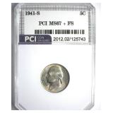 1941-S Nickel MS67+ FS LISTS $3000 IN 67 FS