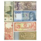 13 Vintage Bank Notes Hungary Mexico Peru