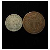 1864, 1881 2 Cent & 3 Cent Nice Circ