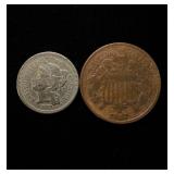 1867 2 Cent & 3 Cent Nice Circ