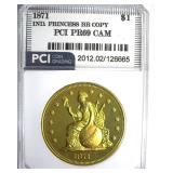 1871 Dollar PCI PR69 CAM Ind Princess Brass Copy