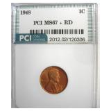1948 Cent MS67+ RD LISTS $6000