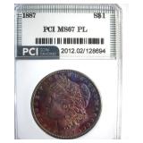 1887 Morgan MS67 PL LISTS $7500