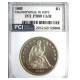 1863 Dollar PCI PR69CAM Transitional Ni Copy