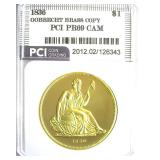 1836 Dollar PCI PR69 CAM Gobrecht Brass Copy